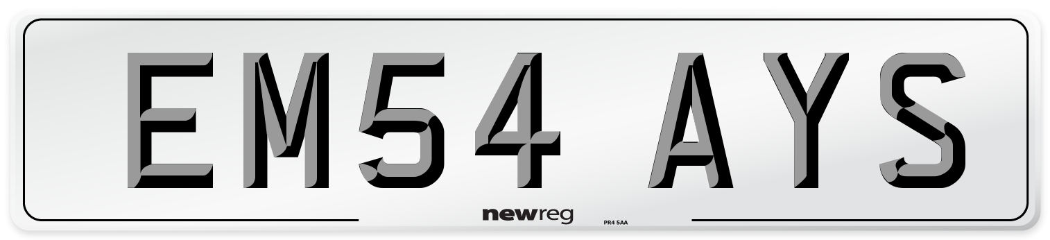 EM54 AYS Number Plate from New Reg